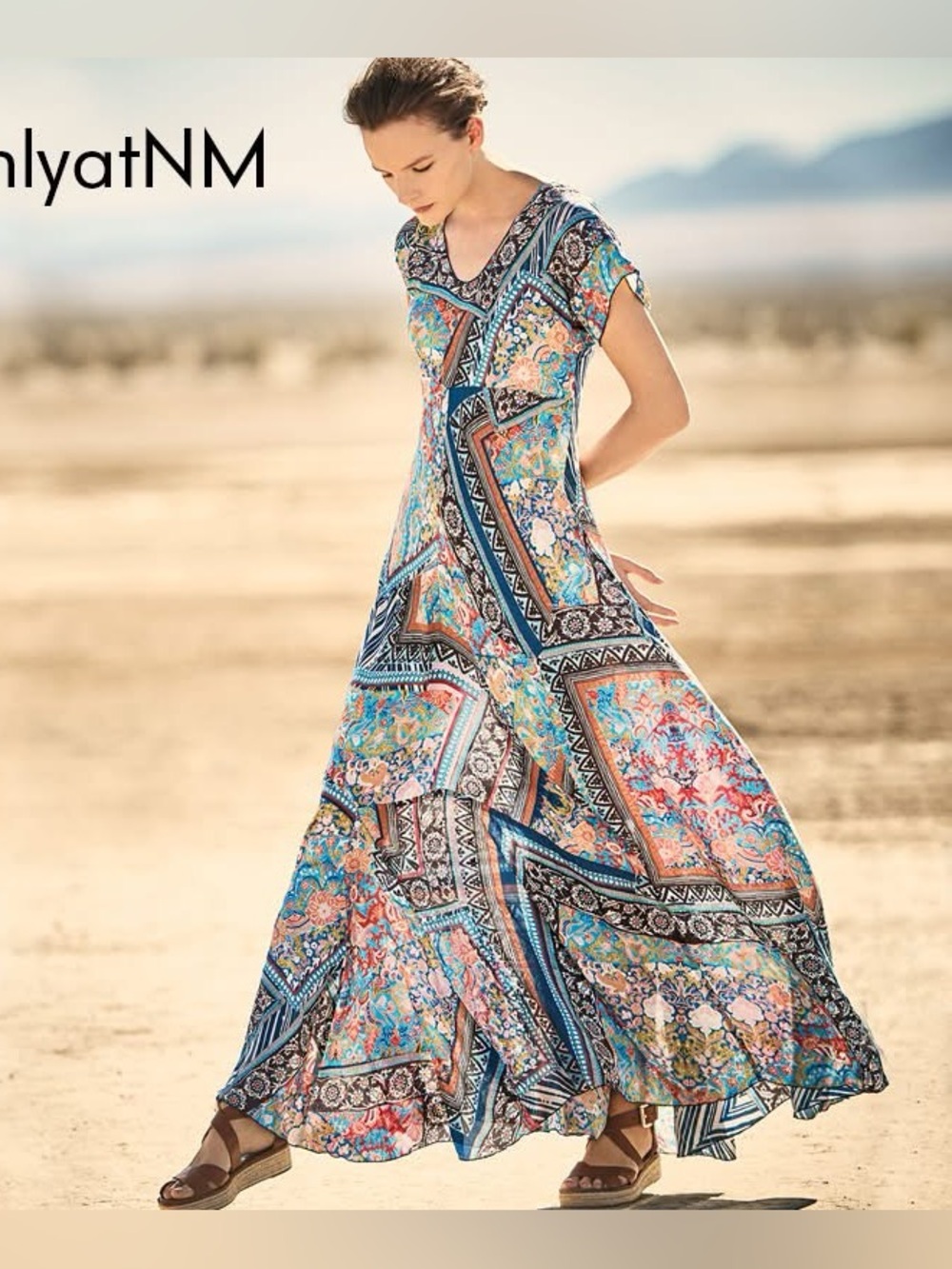 JOHNNY WAS- silk maxi patchwork dress
